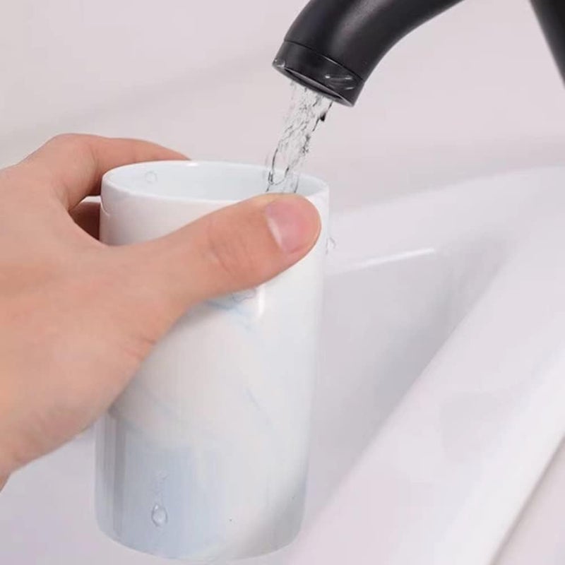 RabyLeo Marble ceramic mug, creative toothbrush holder, simple drinking cup. (Blue) - Image 4